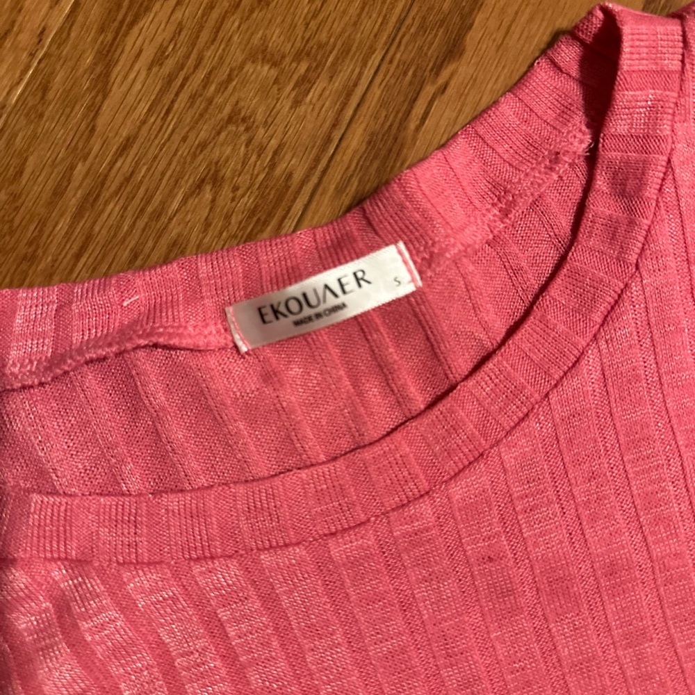 Women's Ribbed Pink Lounge Set - Picture 3 of 3